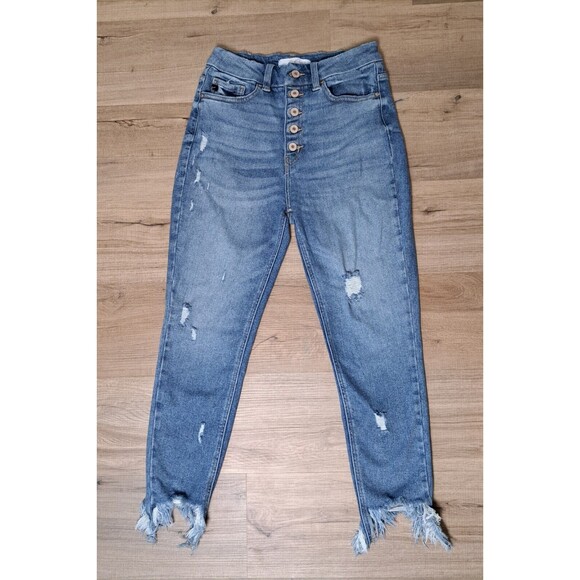 KanCan Womens Dempsey High Rise Ankle Skinny Jeans Button Fly Distressed Size 28 - Picture 2 of 11